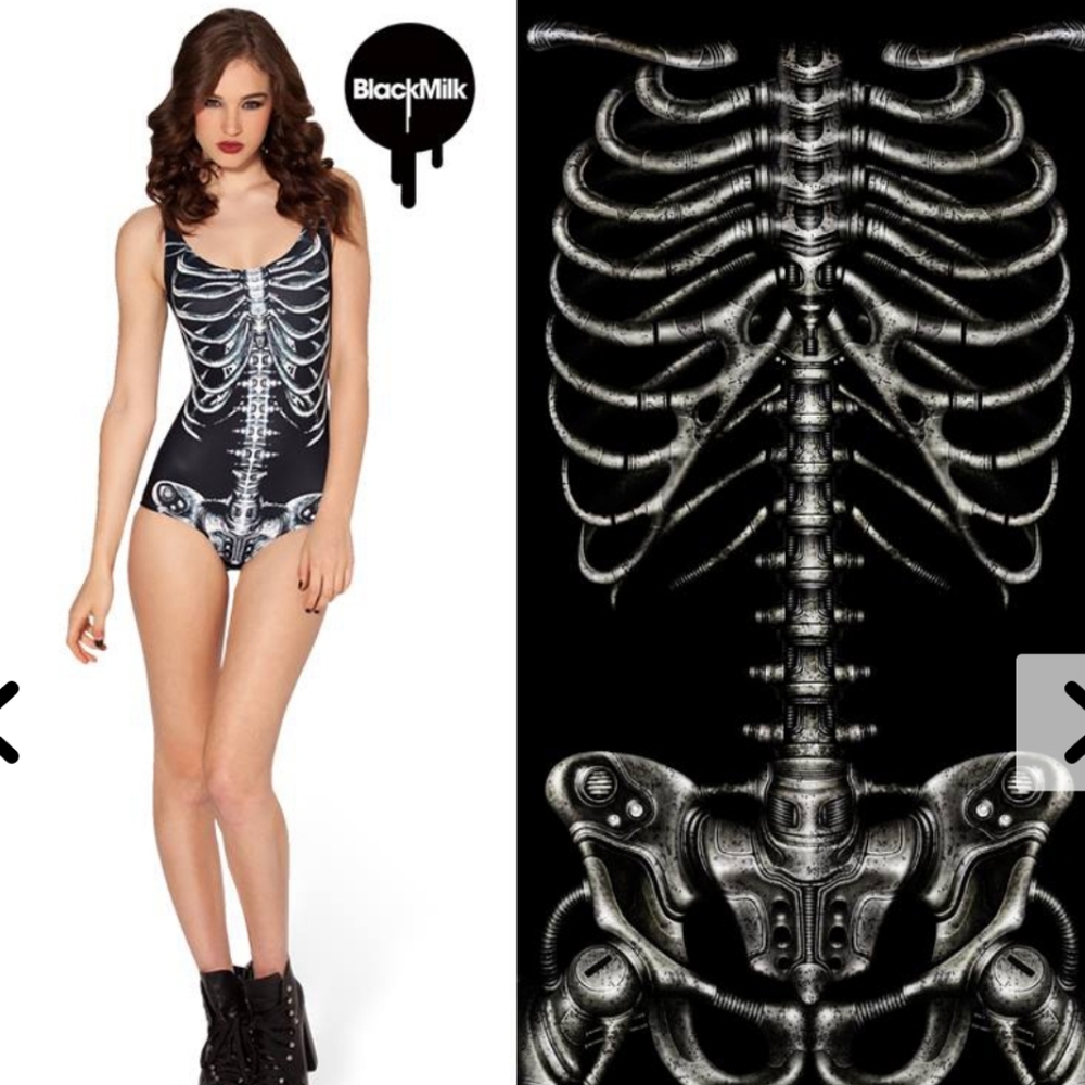 Rare BlackMilk Mechanical Skeleton Swimsuit XS